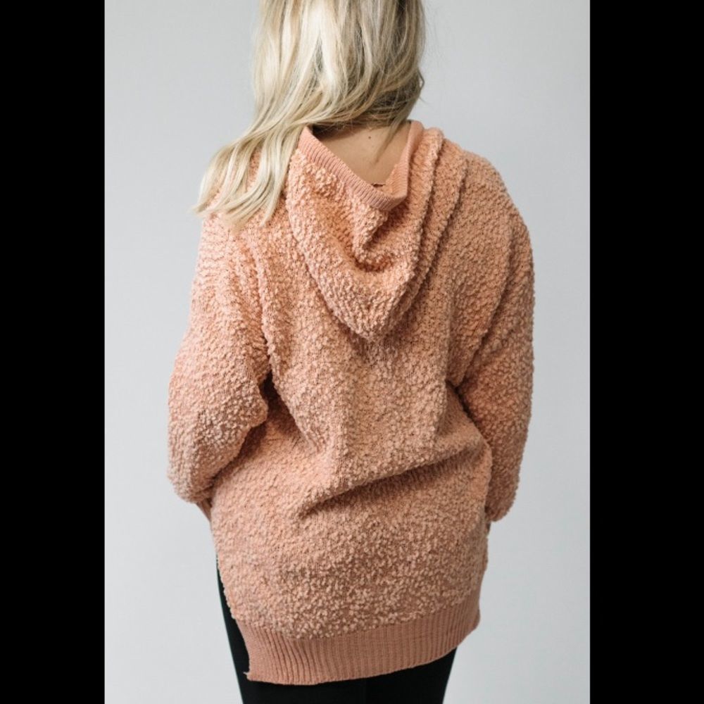Popcorn knit pullover hoodie - Picture 4 of 5